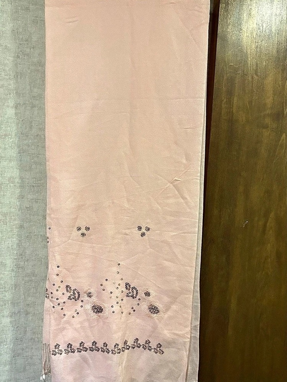 Embroidered Fringe Dupatta in Pink Like New